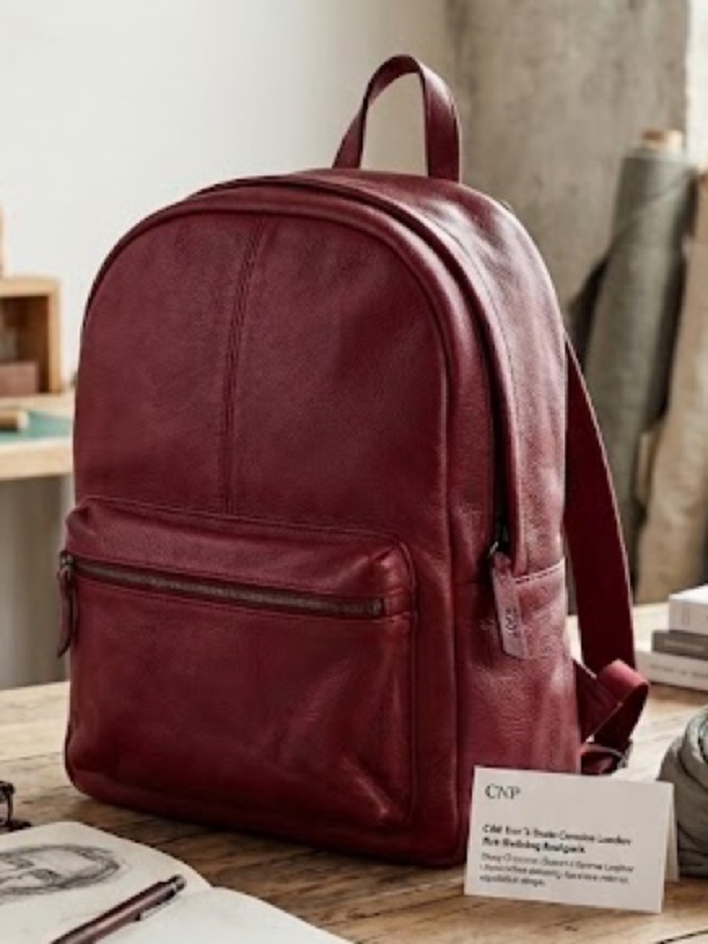 CNP Cut N Paste Genuine Leather Red Book bag Backpack